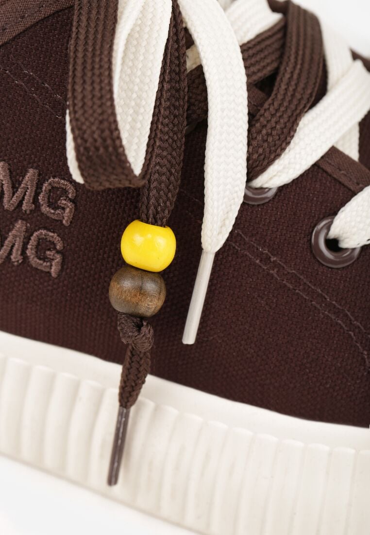 Brązowe Trampki Pod Kostkę na Grubej Podeszwie z Podwójnym Sznurowaniem Callixera 9