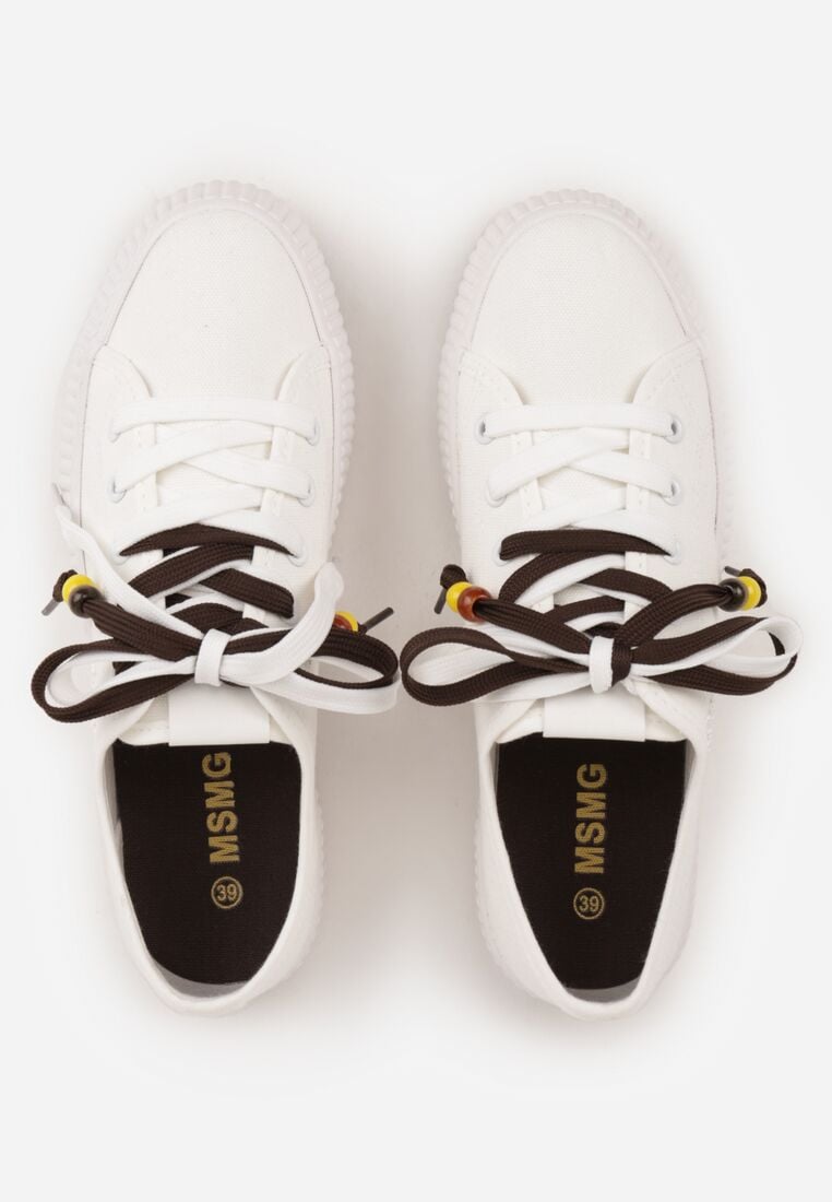 Białe Trampki Pod Kostkę na Grubej Podeszwie z Podwójnym Sznurowaniem Callixera 6