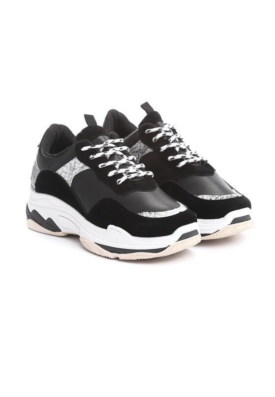 Czarne Wężowe Sneakersy Anaphalis 4