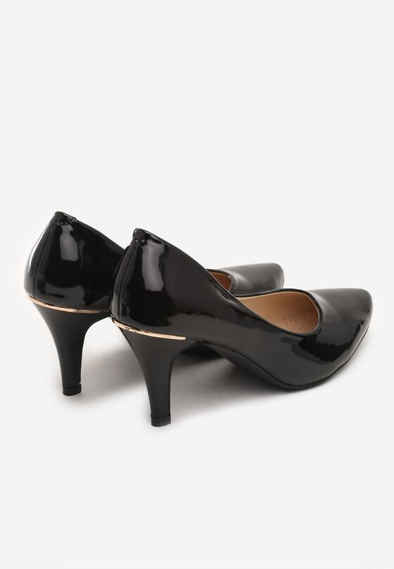 Czarne Lakierowane Szpilki Glossy Black with Gold 5