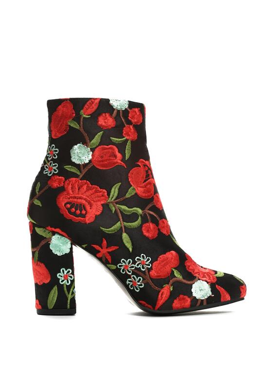 Czarno-Czerwone Botki Dancing Flowers 3