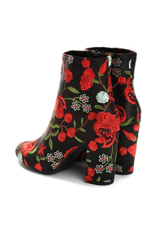 Czarno-Czerwone Botki Dancing Flowers 5