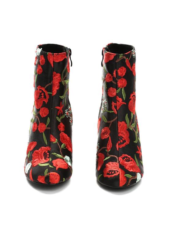 Czarno-Czerwone Botki Dancing Flowers 6