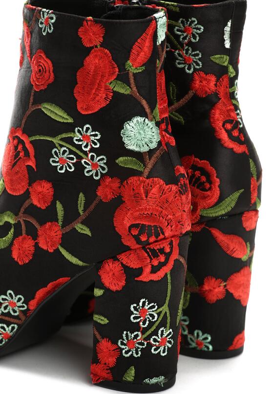 Czarno-Czerwone Botki Dancing Flowers 7