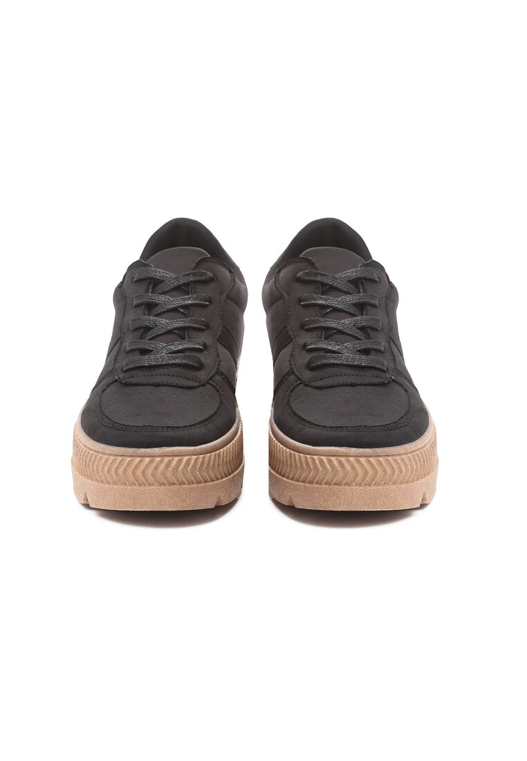 Czarne Sneakersy na Grubej Podeszwie z Tłoczeniami Try to Forget 7