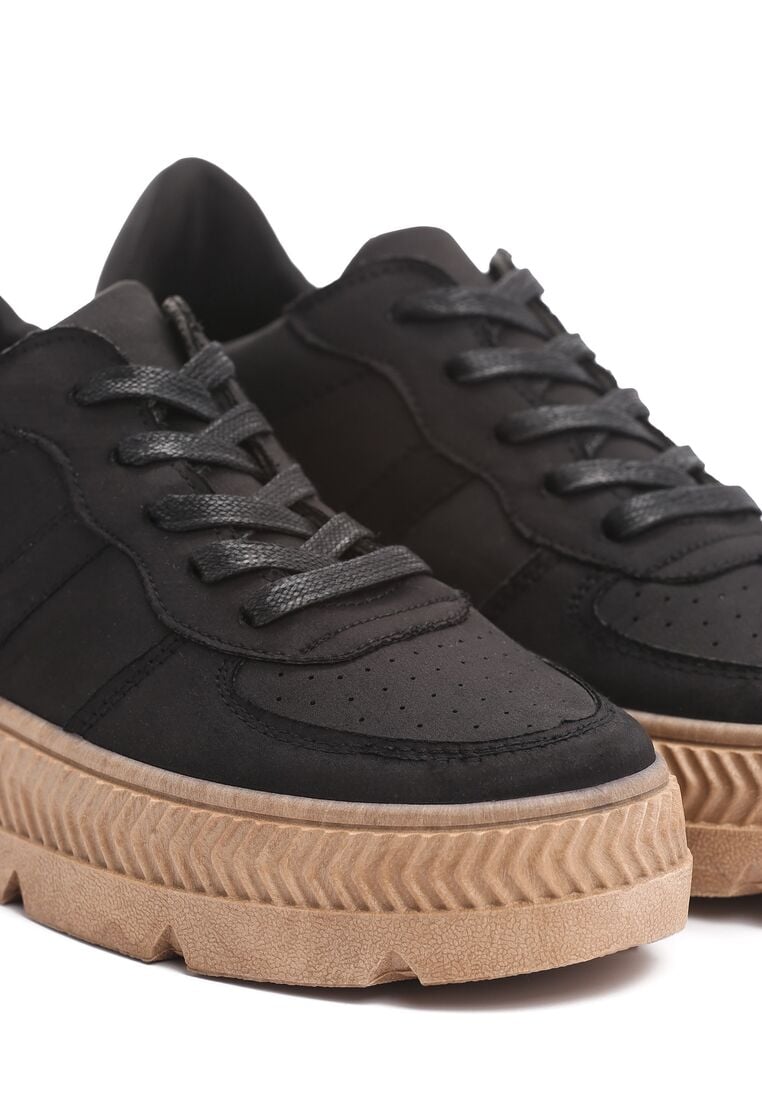 Czarne Sneakersy na Grubej Podeszwie z Tłoczeniami Try to Forget 8