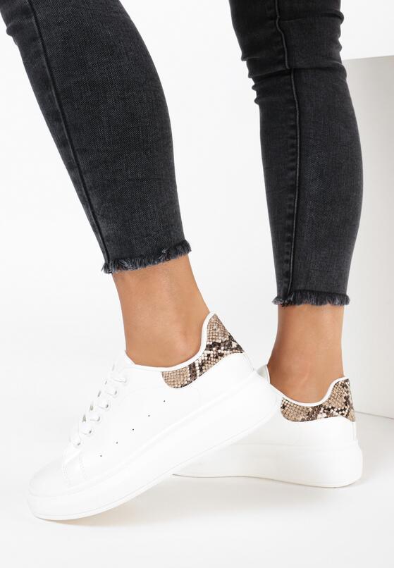 Biało-Brązowe Sneakersy na Grubej Podeszwie Hypnotic 2