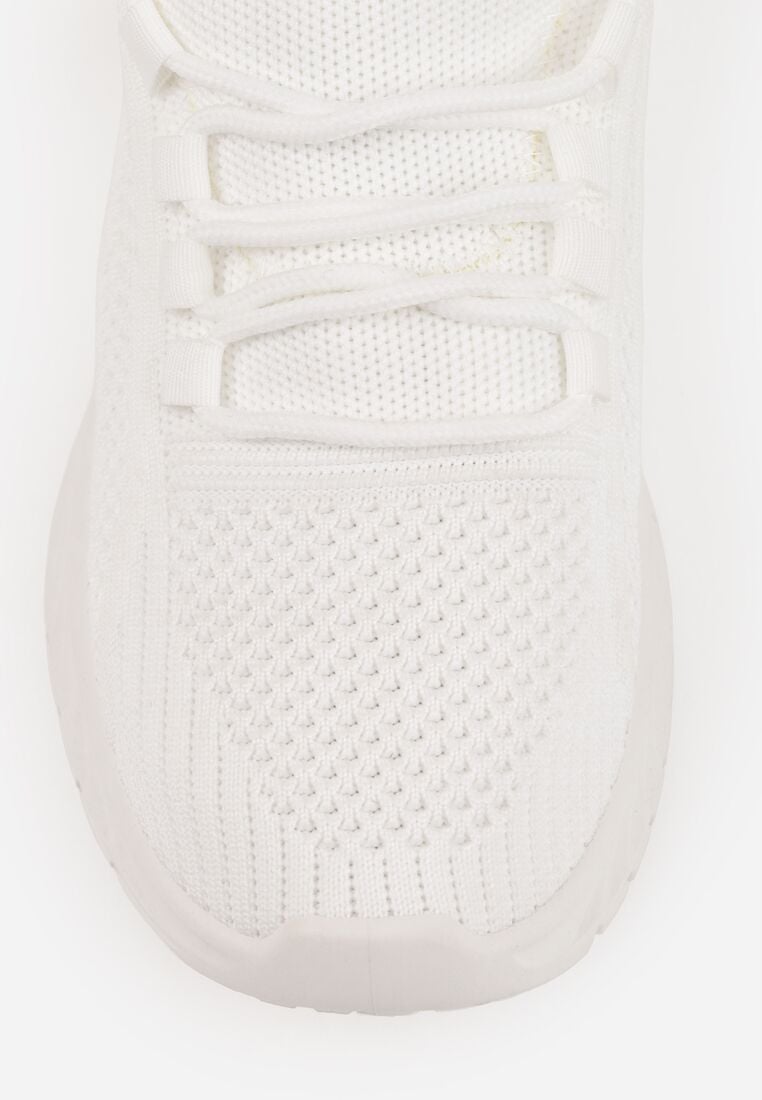 Białe Sznurowane Buty Sportowe na Grubszej Podeszwie Unamarie 8