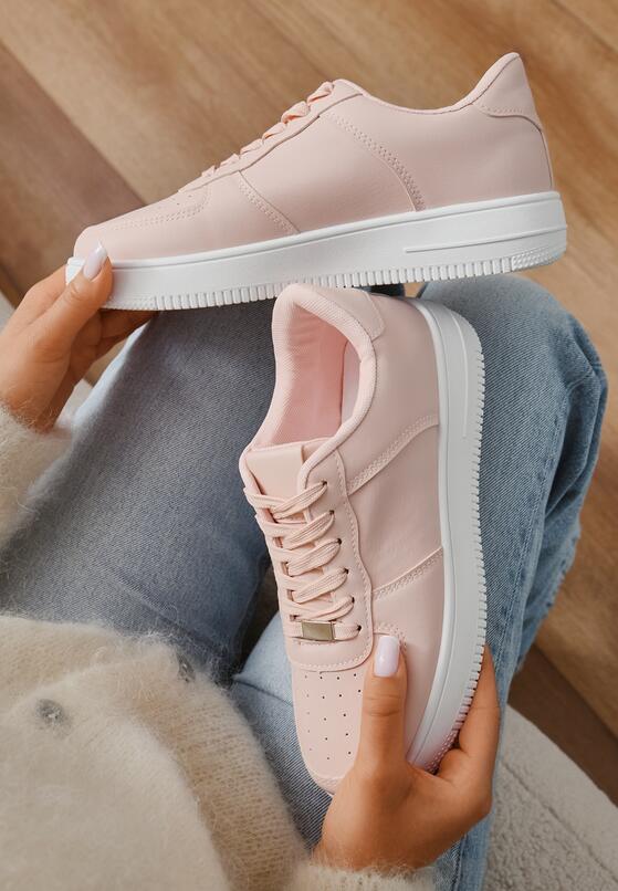 Różowe Sneakersy z Perforacją na Nosku Elletia 1