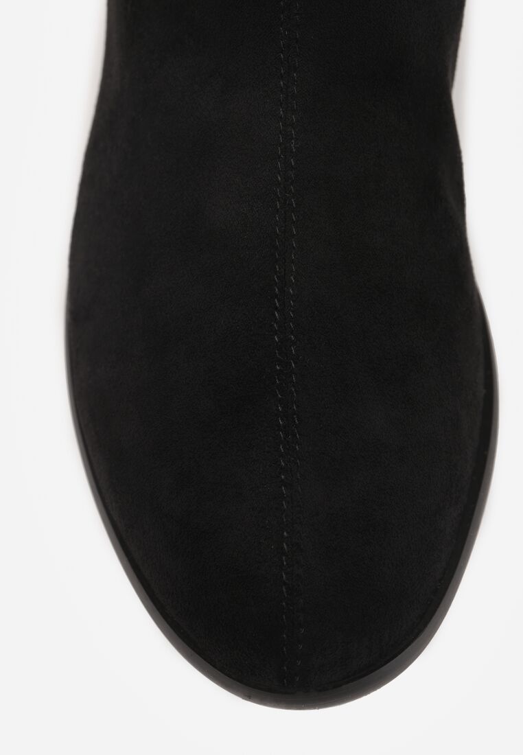 Czarne Botki na Obcasie z Metaliczną Wstawką Iriseia 8