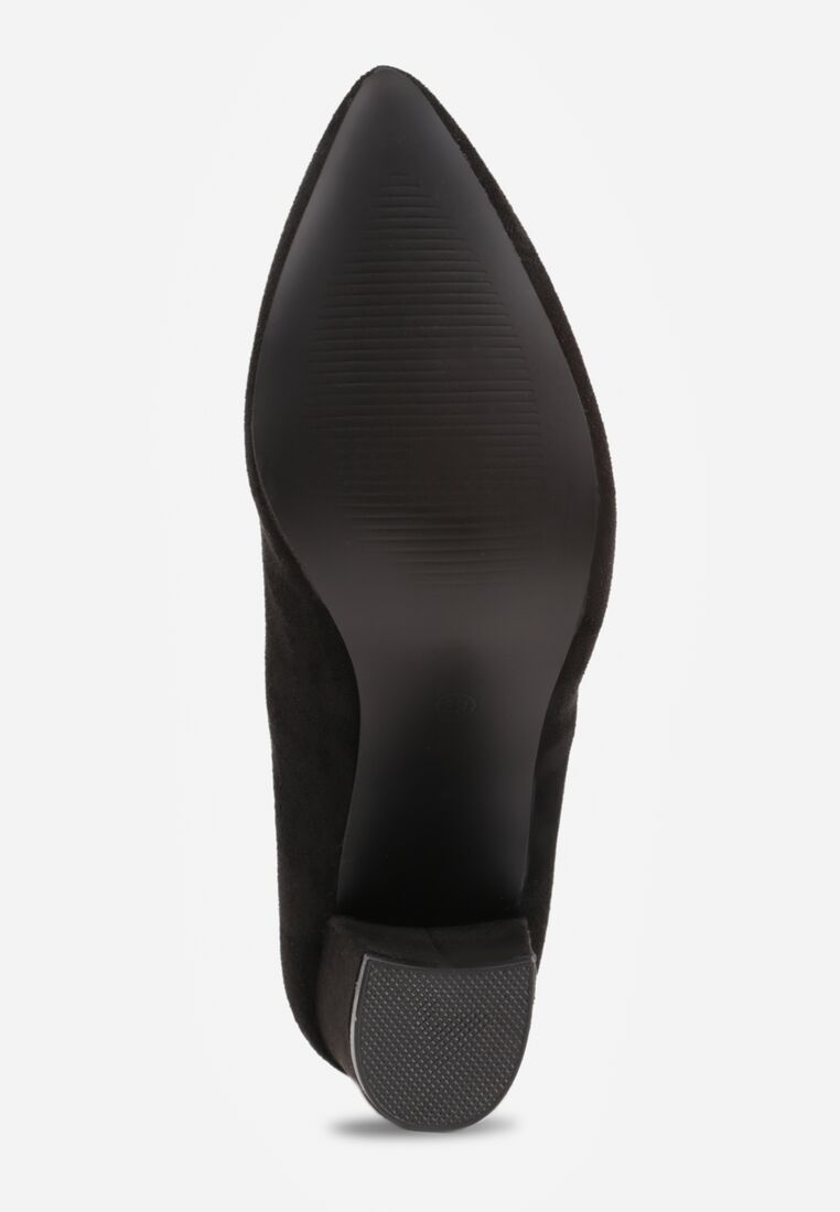 Czarne Klasyczne Czółenka na Obcasie ze Skórzaną Wkładką Maithria 7