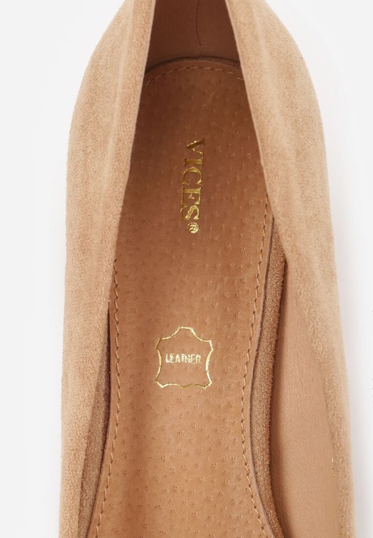 Beżowe Klasyczne Czółenka na Obcasie ze Skórzaną Wkładką Maithria 9