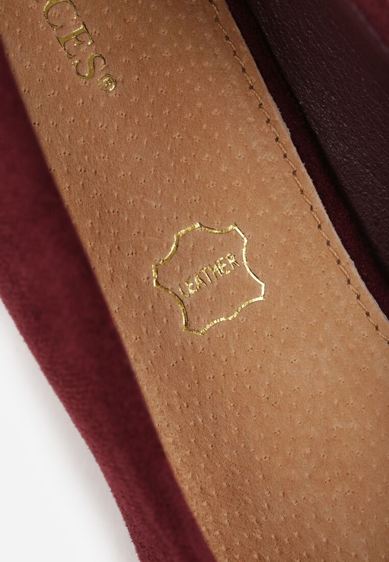 Bordowe Czółenka na Ozdobnym Obcasie z Kryształkami i Skórzaną Wkładką Oviria 9