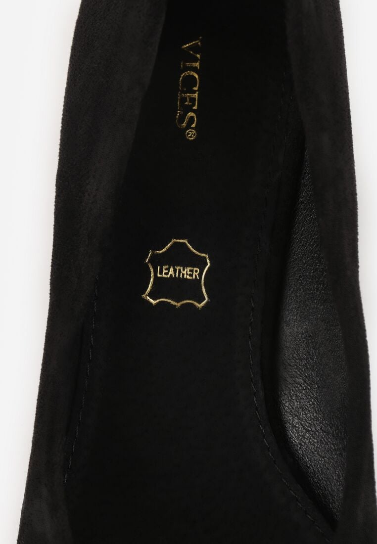 Czarne Czółenka Vices z Ozdobnymi Metalicznymi Wstawkami i Skórzaną Wkładką Innathoria 9