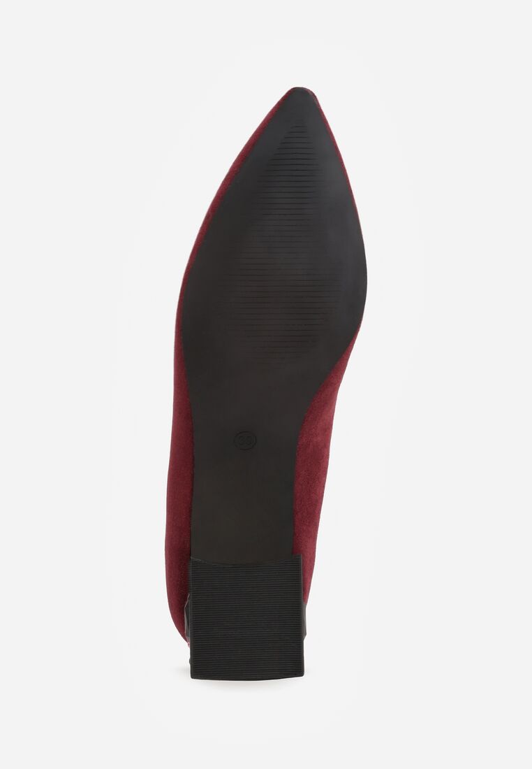 Bordowe Czółenka na Obcasie z Cyrkoniami ze Skórzaną Wkładką Cleitia 7