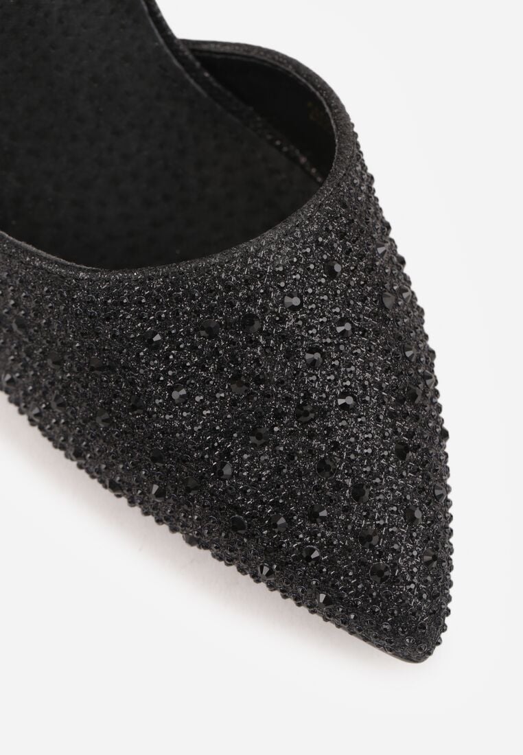 Czarne Szpilki Vices Ozdobione Błyszczącymi Cyrkoniami ze Skórzaną Wkładką Vortida 8