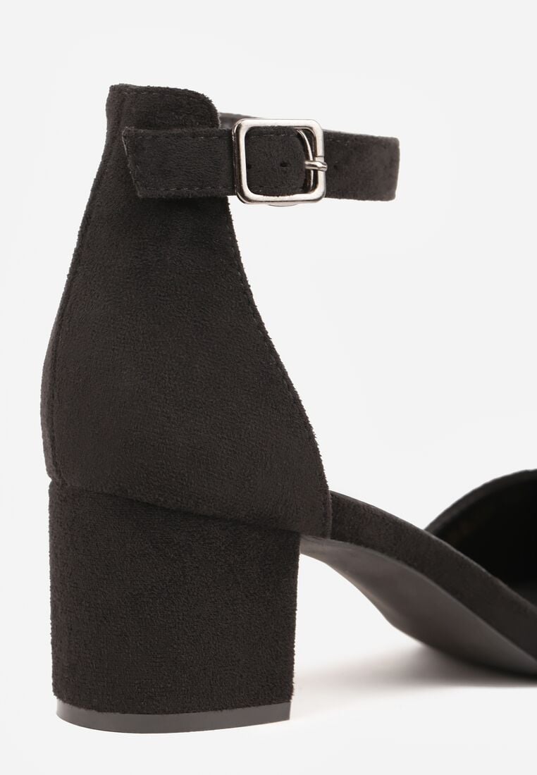 Czarne Czółenka na Obcasie Vices ze Skórzaną Wkładką i Ozdobnym Paskiem Nurisella 8