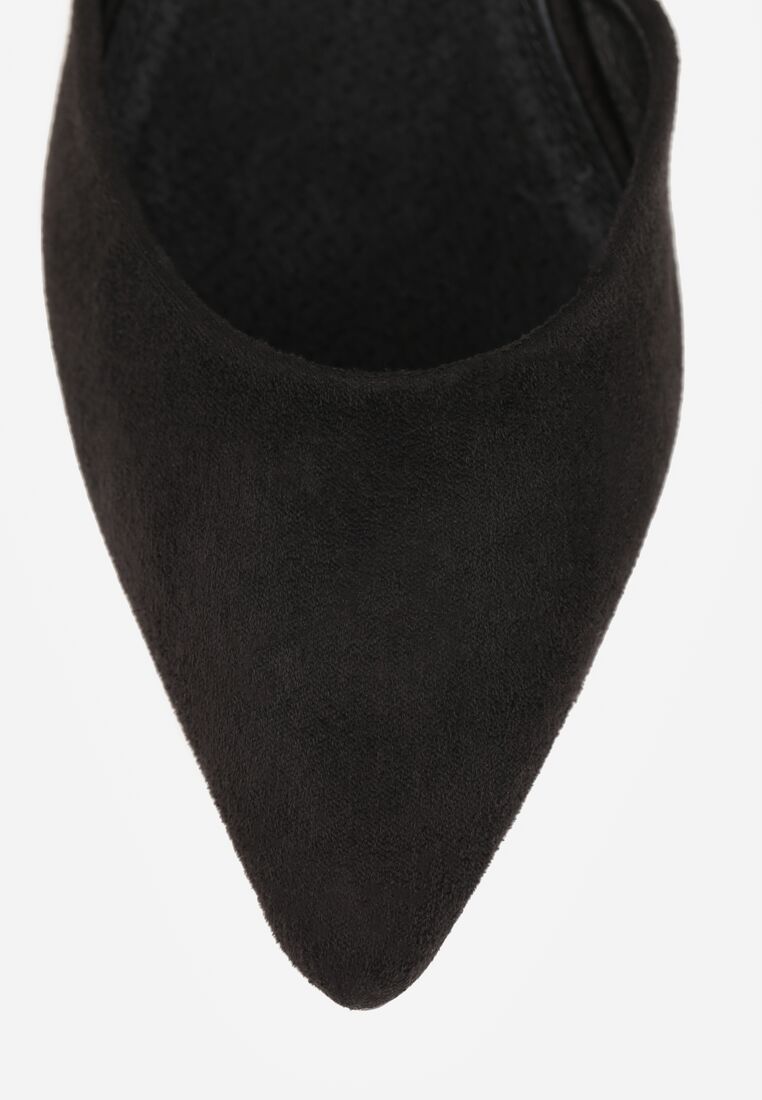 Czarne Czółenka Vices na Obcasie z Wkładką ze Skóry Naturalnej z Geometrycznym Wzorem Arori 9