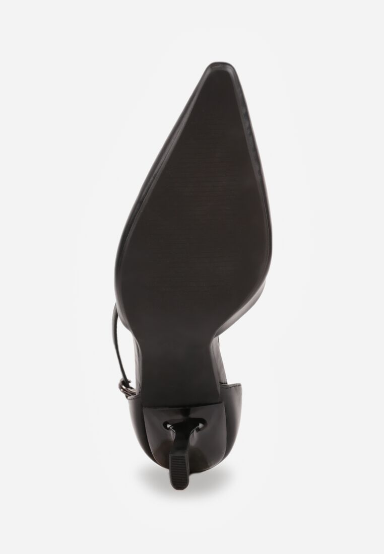 Czarne Szpilki Vices ze Skórzaną Wkładką Ozdobione Paskiem Wokół Kostki Ivelfedi 7