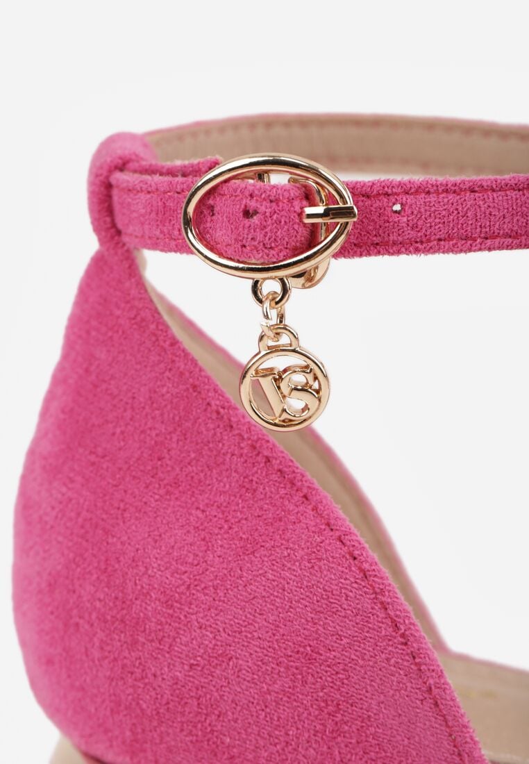 Fuksjowe Czółenka Vices na Geometrycznym Obcasie ze Skórzaną Wkładką i Metaliczną Wstawką Florori 8