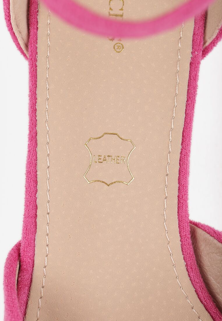 Fuksjowe Czółenka Vices na Geometrycznym Obcasie ze Skórzaną Wkładką i Metaliczną Wstawką Florori 9