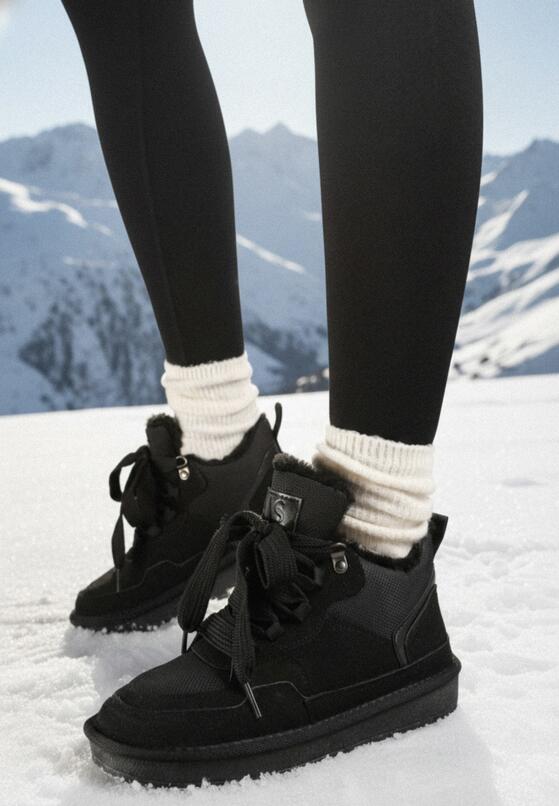Czarne Sneakersy Vices w Stylu Śniegowców Ocieplane z Szerokim Sznurowaniem Rennith 1