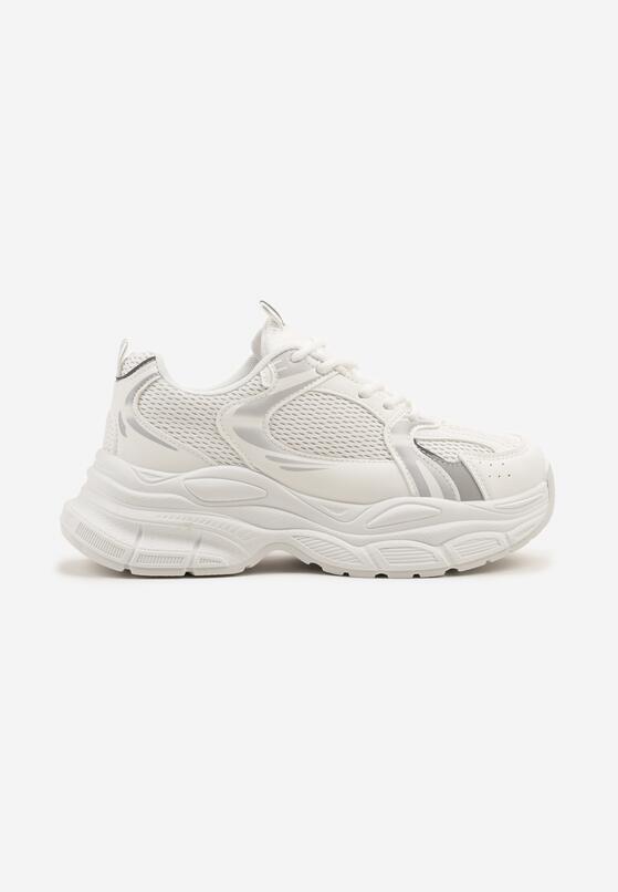 Białe Sneakersy Vices na Grubej Podeszwie z Tłoczeniami Nativine 4