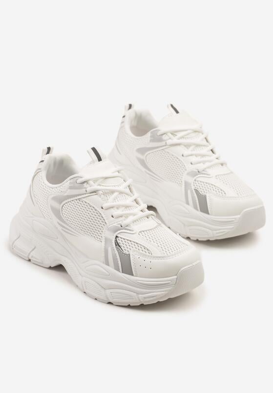 Białe Sneakersy Vices na Grubej Podeszwie z Tłoczeniami Nativine 5