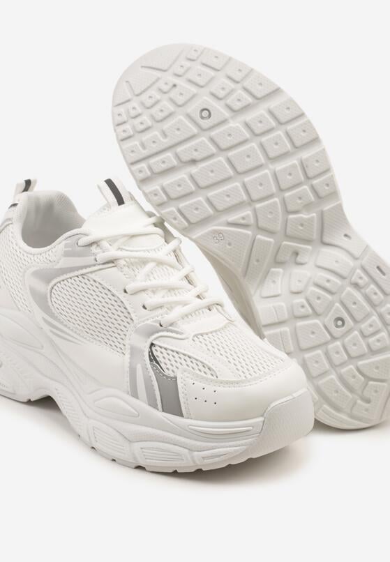Białe Sneakersy Vices na Grubej Podeszwie z Tłoczeniami Nativine 6