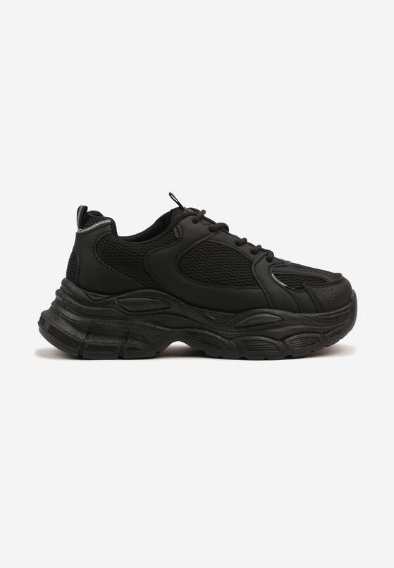 Czarne Sneakersy Vices na Grubej Podeszwie z Tłoczeniami Nativine 4