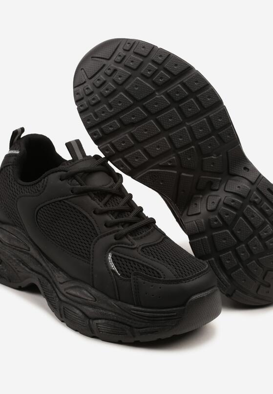 Czarne Sneakersy Vices na Grubej Podeszwie z Tłoczeniami Nativine 6