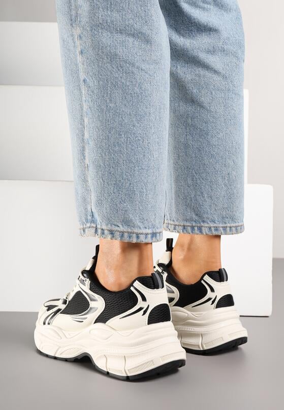 Beżowo-Czarne Sneakersy Vices na Grubej Podeszwie z Tłoczeniami Nativine 3