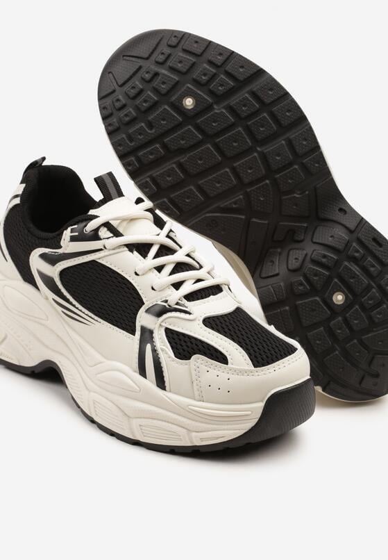 Beżowo-Czarne Sneakersy Vices na Grubej Podeszwie z Tłoczeniami Nativine 6
