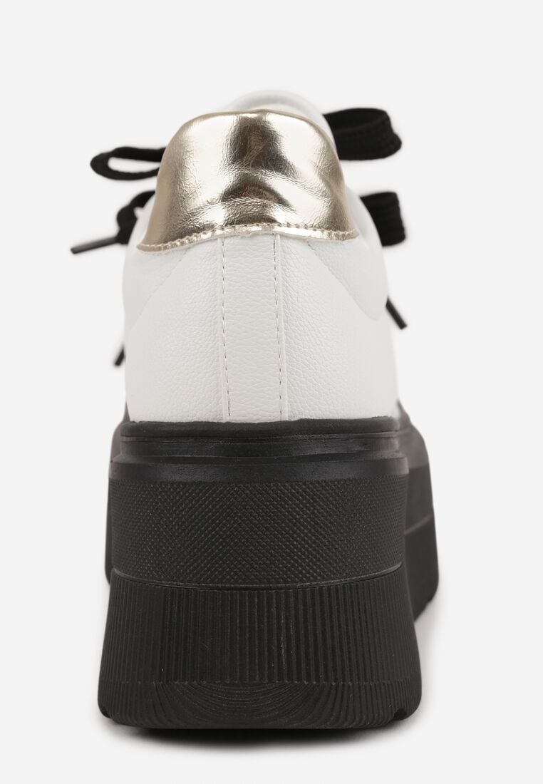 Biało-Czarne Płaskie Sznurowane Sneakersy Vices Ozdobione Metalicznymi Wstawkami Nelaviraen 9
