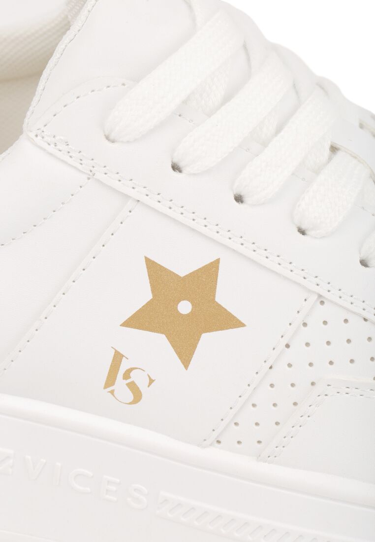 Biało-Złote Sneakersy Vices na Grubej Podeszwie Ozdobione Gwiazdką Fenalia 10