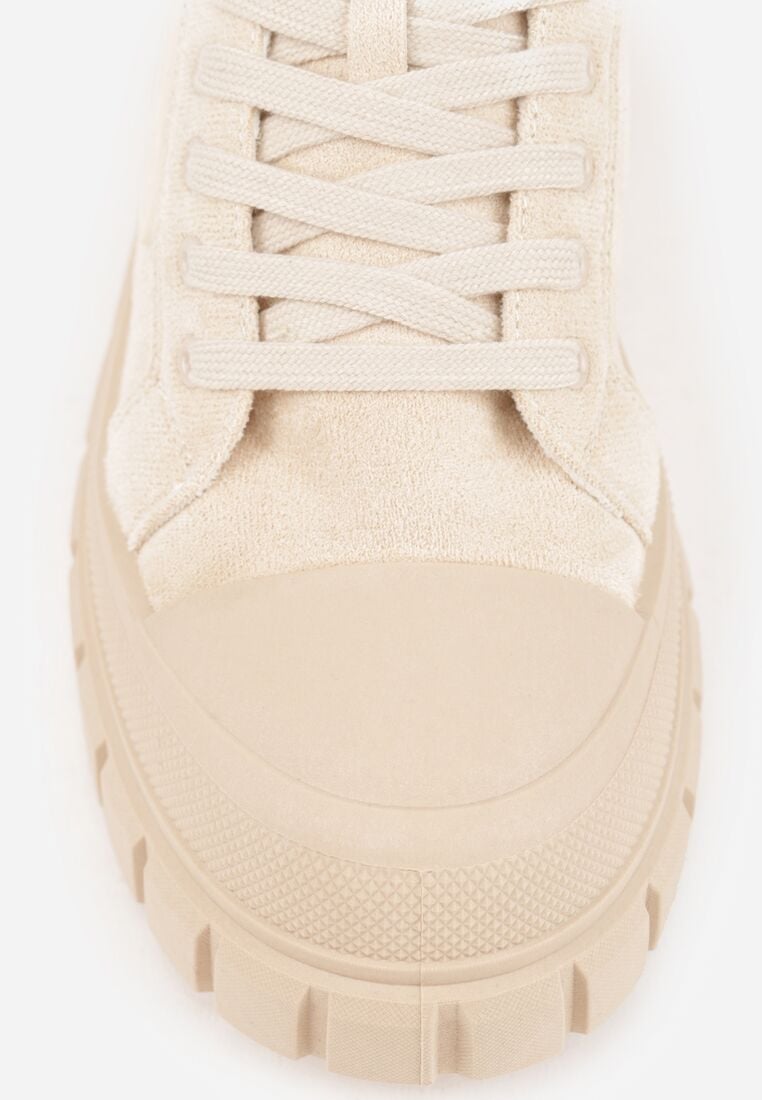 Beżowe Sneakersy Vices na Grubej Podeszwie z Geometryczną Aplikacją Leanae 10