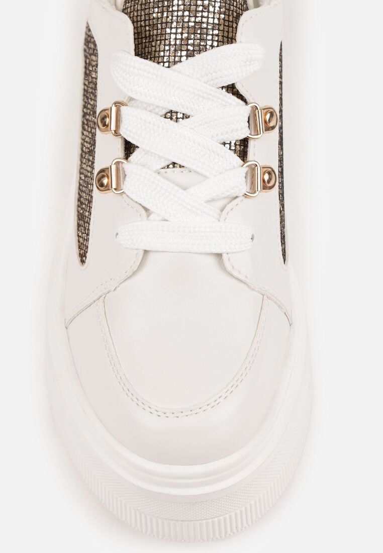 Białe Sneakersy Vices na Grubej Podeszwie z Brokatem Sdivona 8