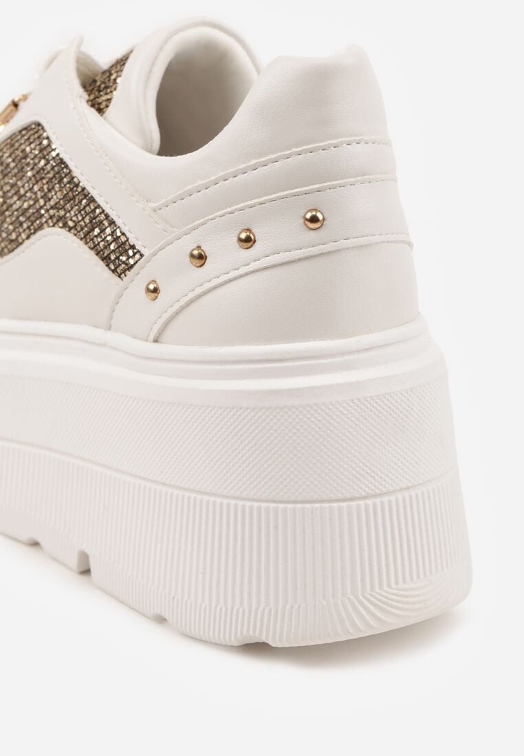 Białe Sneakersy Vices na Grubej Podeszwie z Brokatem Sdivona 9