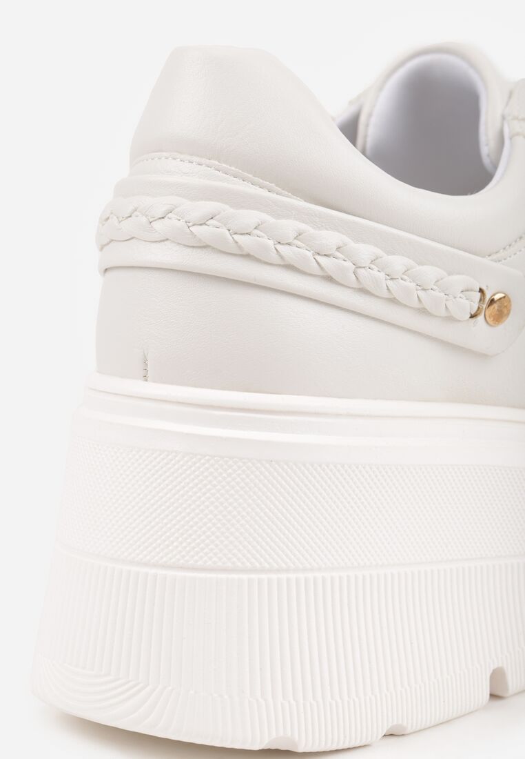 Białe Sneakersy Vices na Grubej Podeszwie z Metaliczną Ozdobą Tatorelis 9