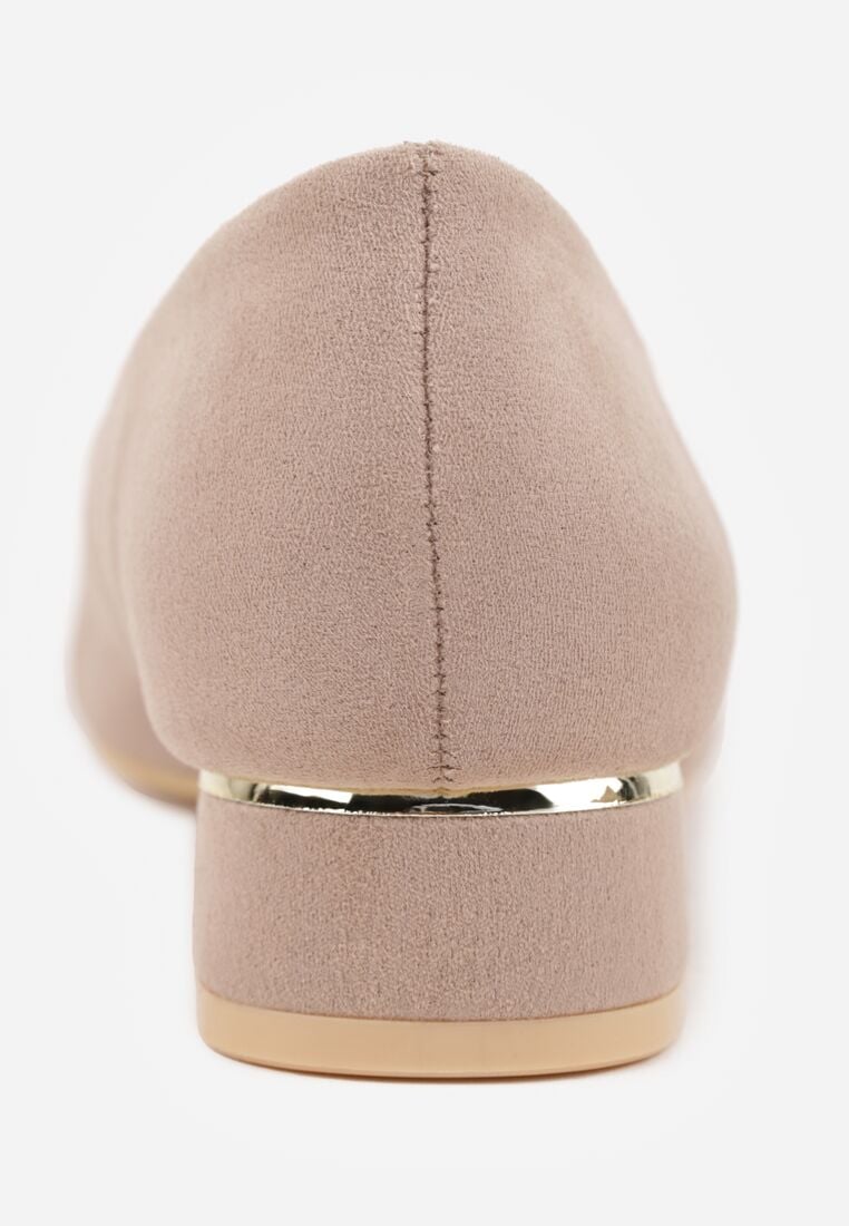 Ciemnobeżowe Czółenka Vices ze Skórzaną Wkładką i Metaliczną Wstawką Ediniela 8