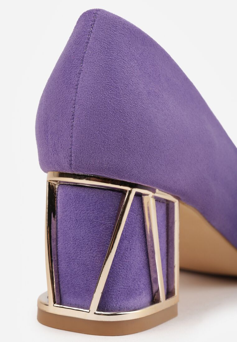 Fioletowe Czółenka Vices na Ozdobnym Słupku ze Skórzaną Wkładką Arvisel 8