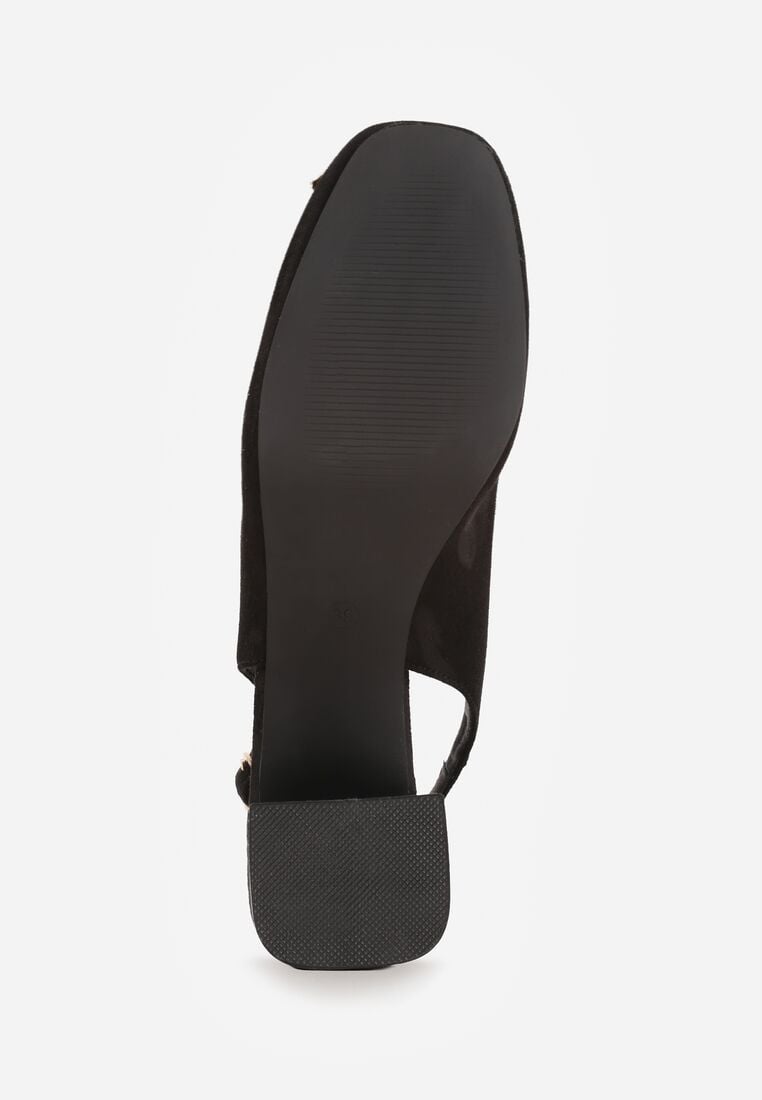 Czarne Sandały Vices na Obcasie Bez Pięty ze Skórzaną Wkładką i Cyrkoniami Nimiotte 7