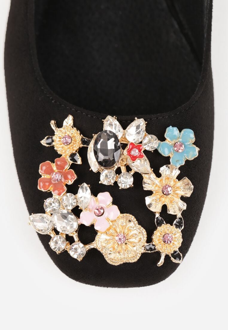 Czarne Sandały Vices na Obcasie Bez Pięty ze Skórzaną Wkładką i Cyrkoniami Nimiotte 9