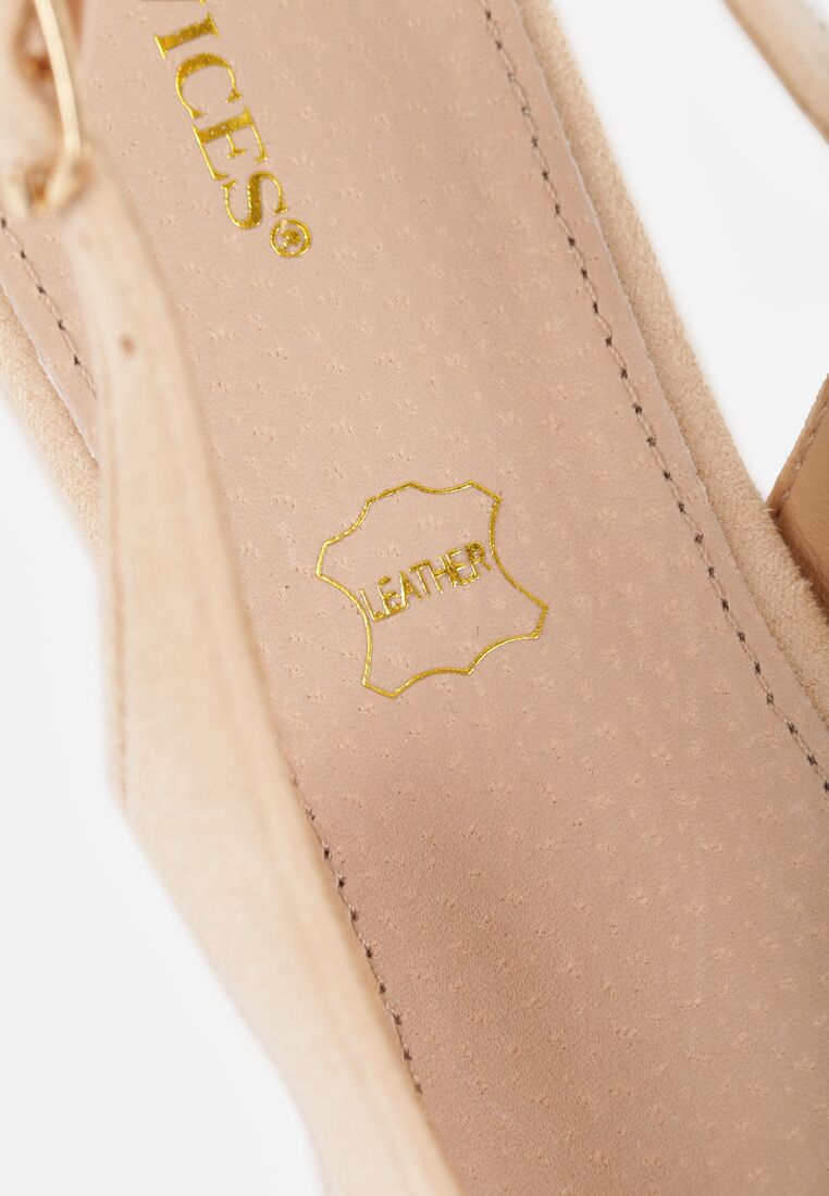 Beżowe Czółenka Vices z Odkrytą Piętą Ozdobione Cyrkoniami ze Skórzaną Władką Eklevia 10