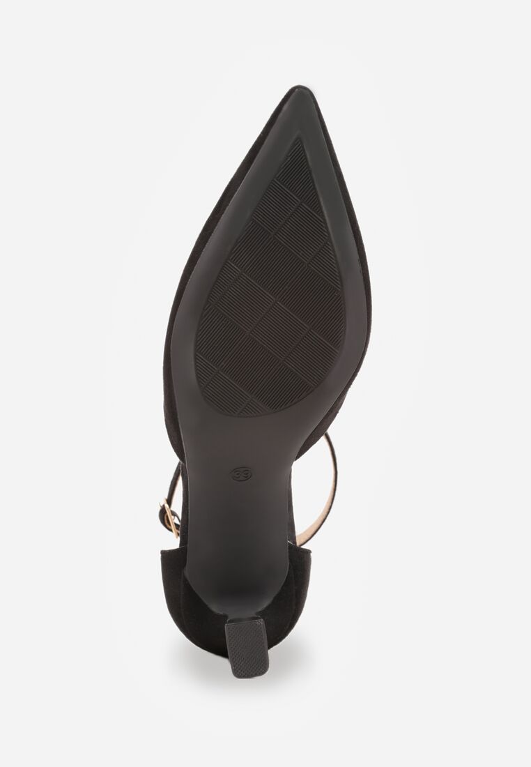 Czarne Czółenka Vices z Imitacji Zamszu na Obcasie Klepsydra Esiriva 7