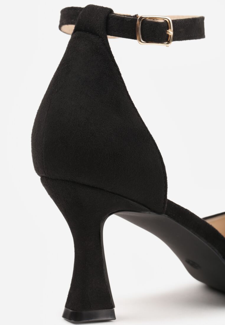 Czarne Czółenka Vices z Imitacji Zamszu na Obcasie Klepsydra Esiriva 8