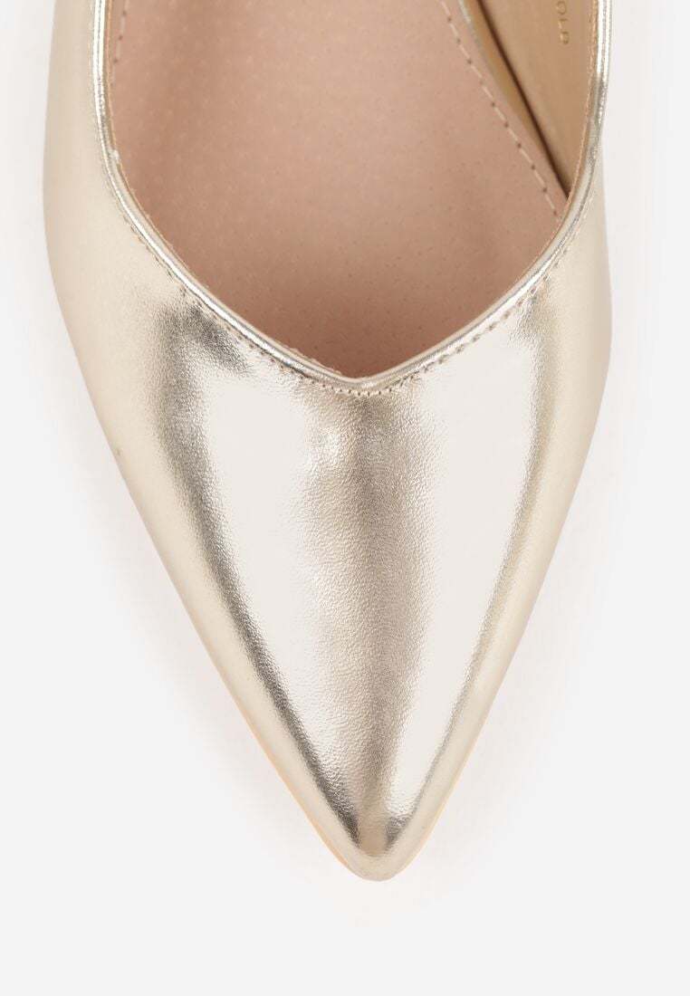 Złote Sandały Vices ze Skórzaną Wkładką i Noskiem w Szpic Galurena 9