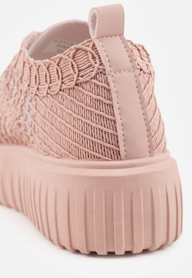 Różowe Ażurowe Sneakersy Vices na Grubej Podeszwie z Tłoczeniem Luminise 9