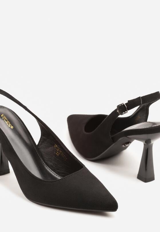 Czarne Sandały Slingback Vices na Obcasie Typu Klepsydra Loresall 6