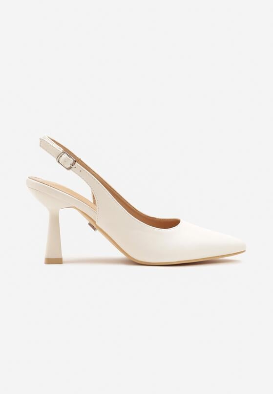 Białe Sandały Slingback Vices na Obcasie Typu Klepsydra Loresall 4